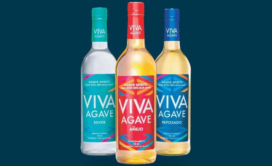 Viva Agave Silver, Añejo and Reposado bottles against a deep navy background.